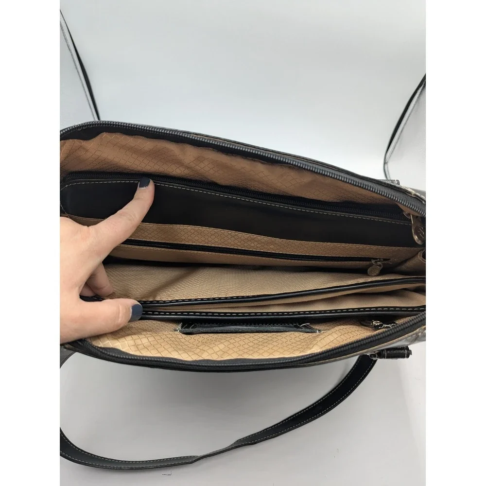 McKlein Laptop Briefcase Black Leather Structured Tote Large Y2K Style Career